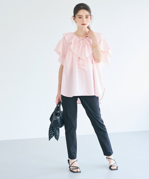 coca(coca)(コカ)の「【伊藤千晃様着用】ビッグカラーフリルブラウス(シャツ/ブラウス・レディース・ホワイト/ライトピンク・M/L)」の20枚目の写真
