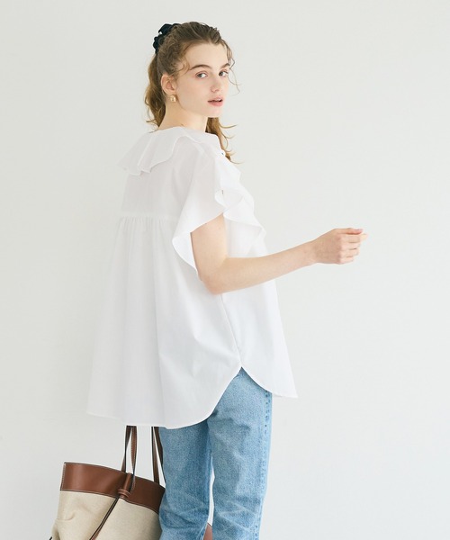 coca(coca)(コカ)の「【伊藤千晃様着用】ビッグカラーフリルブラウス(シャツ/ブラウス・レディース・ホワイト/ライトピンク・M/L)」の14枚目の写真