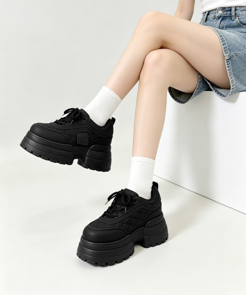 Miniministore（ミニミニストア）の「キルティング厚底スニーカーレディース美脚（スニーカー・レディース・ブラック/グレー・23.0cm/22.5cm/24.5cm/24.0cm/23.5cm）」の17枚目の写真