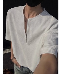 ハーフジップルーズ半袖 T シャツ
