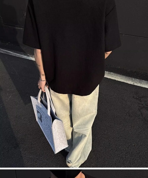 Ritzy（リッツィー）の「ハーフジップルーズ半袖 T シャツ（Tシャツ/カットソー・レディース・グレー/ブラック/ホワイト・XL/M/L）」の8枚目の写真