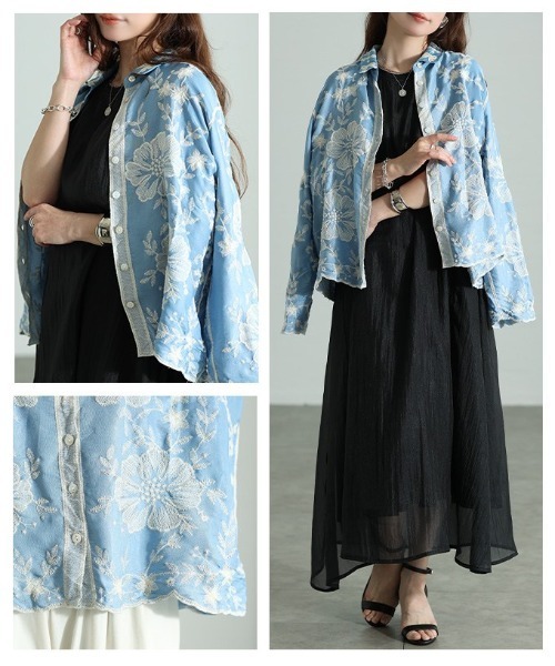 Sawa a la mode(サワアラモード)の「花柄刺繍スカラップブラウス(シャツ/ブラウス・レディース・ブルー・FREE)」の17枚目の写真