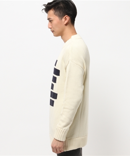 Lui's(ルイス)の「Lui's(ルイス) インターシャBIGニット(ニット/セーター・メンズ・ブラック/ホワイト・FREE)」の3枚目の写真