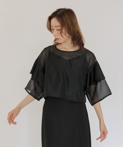 CLEIO】シアーフリルスリーブブラウス SHEER FRILL SLEEVE BLOUSE 