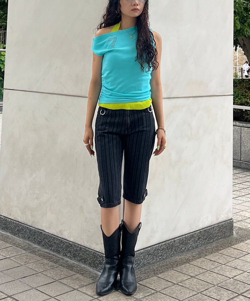 Oriens JOURNAL STANDARD(オリエンス ジャーナルスタンダード)の「アシンメトリーTシャツ(Tシャツ/カットソー・レディース・ブルー系その他/スミクロ/イエロー・FREE)」の15枚目の写真