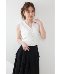 ノースリフリルチュールニットカーディガン 夏服
