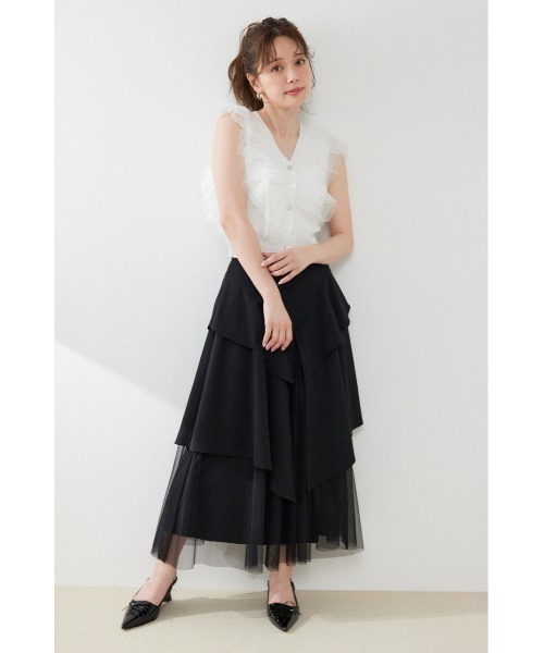 rienda(リエンダ)の「ノースリフリルチュールニットカーディガン 夏服(ニット/セーター・レディース・ブラック/ピンク/ホワイト・FREE)」の12枚目の写真