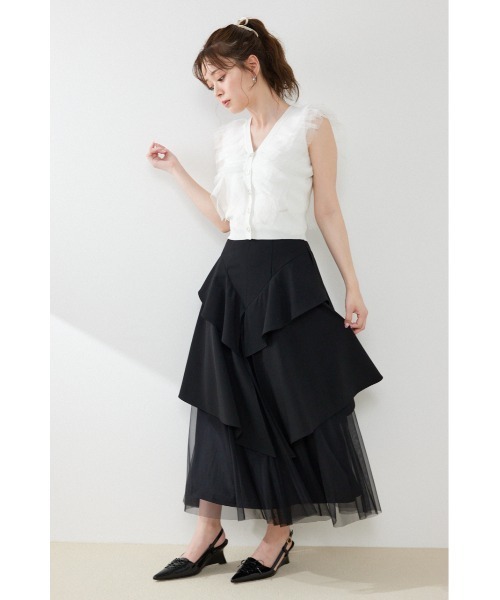 rienda(リエンダ)の「ノースリフリルチュールニットカーディガン 夏服(ニット/セーター・レディース・ブラック/ピンク/ホワイト・FREE)」の13枚目の写真