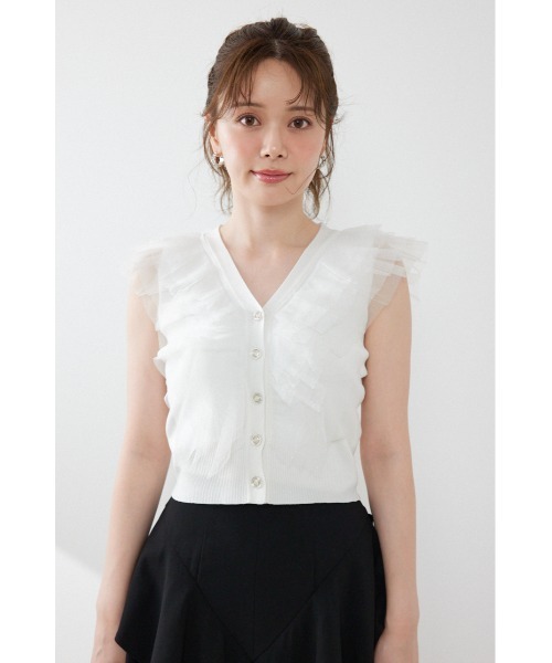 rienda(リエンダ)の「ノースリフリルチュールニットカーディガン 夏服(ニット/セーター・レディース・ブラック/ピンク/ホワイト・FREE)」の17枚目の写真