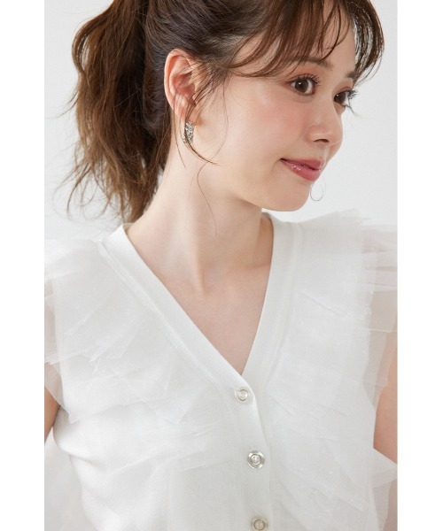 rienda(リエンダ)の「ノースリフリルチュールニットカーディガン 夏服(ニット/セーター・レディース・ブラック/ピンク/ホワイト・FREE)」の20枚目の写真