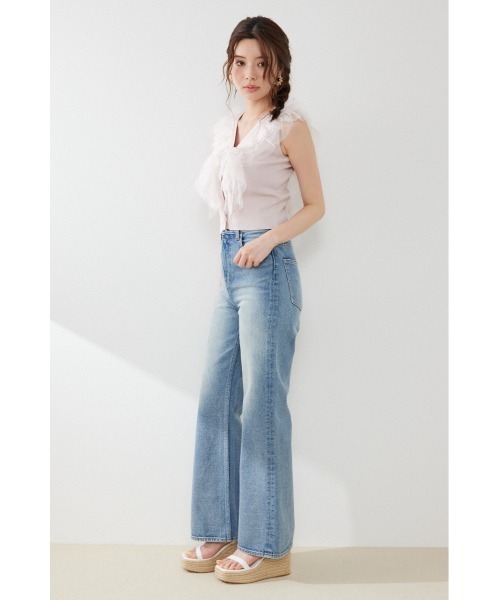 rienda(リエンダ)の「ノースリフリルチュールニットカーディガン 夏服(ニット/セーター・レディース・ブラック/ピンク/ホワイト・FREE)」の5枚目の写真