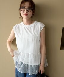 le.coeur blanc（ルクールブラン）の「ドットチュールティアードプルオーバー（Tシャツ/カットソー）」