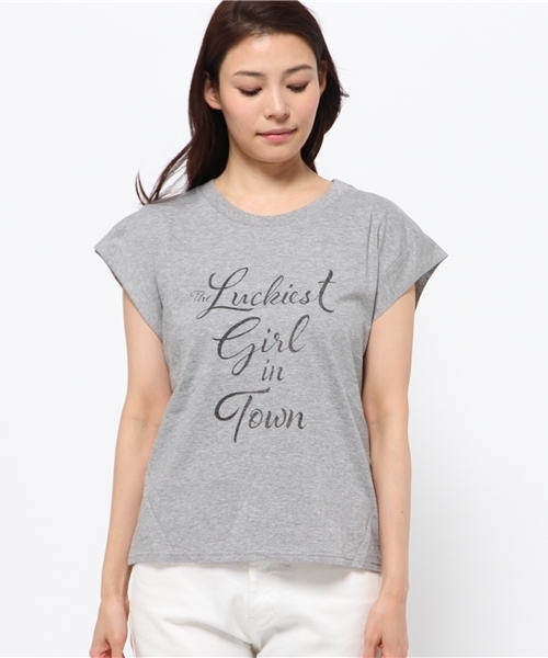 OUTLET（アウトレット）の「【Sheta】プリントTeeLuckiestgirl（Tシャツ/カットソー・レディース・グレー・FREE）」の2枚目の写真