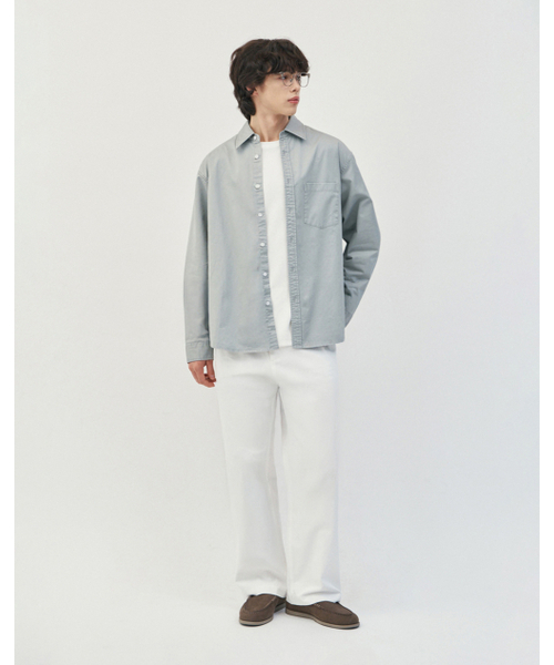 WORK ON BODY OFF（ワークオンボディオフ）の「ベトゥス セミオーバーフィット ピグメントシャツ [ペイルグリーン]（シャツ/ブラウス・メンズ・ケリーグリーン・LARGE/MEDIUM/X-LARGE）」の4枚目の写真