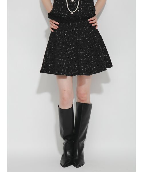 FURFUR(ファーファー)の「ファンシーツイードフレアミニスカート(スカート・レディース・ブラック/アイボリー/ピンク・F)」の3枚目の写真