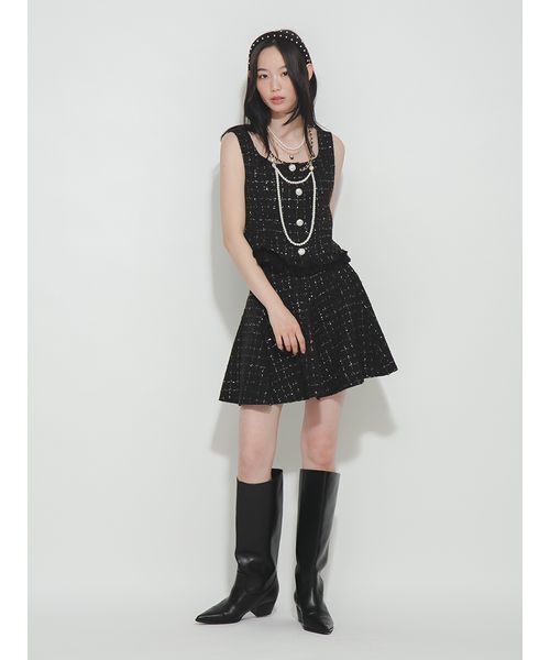 FURFUR(ファーファー)の「ファンシーツイードフレアミニスカート(スカート・レディース・ブラック/アイボリー/ピンク・F)」の15枚目の写真