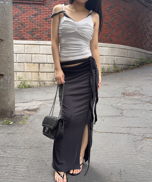 PLEASENOFOLLOW(プリーズノーフォロー)の「Shell Shirring Sleeveless Top (Light Grey)(Tシャツ/カットソー・レディース・その他・FREE)」の4枚目の写真