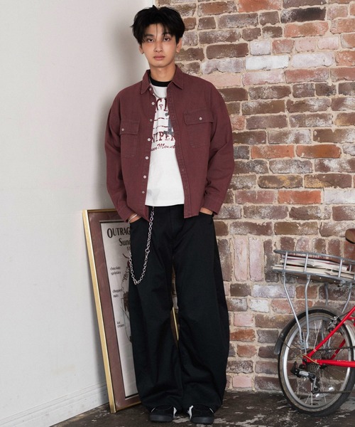 WEGO(ウィゴー)の「WEGO/【26年秋冬新作】カラーデニムシャツ(シャツ/ブラウス・メンズ・レッド系その他/ブラック系3・LARGE/MEDIUM)」の3枚目の写真