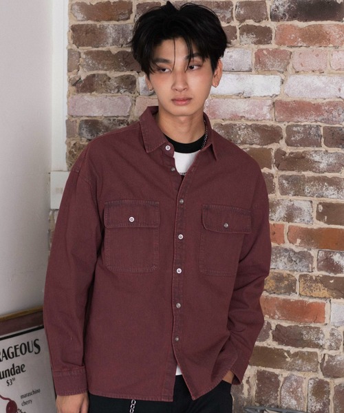 WEGO(ウィゴー)の「WEGO/【26年秋冬新作】カラーデニムシャツ(シャツ/ブラウス・メンズ・レッド系その他/ブラック系3・LARGE/MEDIUM)」の11枚目の写真