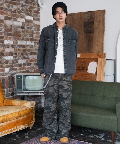WEGO(ウィゴー)の「WEGO/【26年秋冬新作】カラーデニムシャツ(シャツ/ブラウス・メンズ・レッド系その他/ブラック系3・LARGE/MEDIUM)」の16枚目の写真