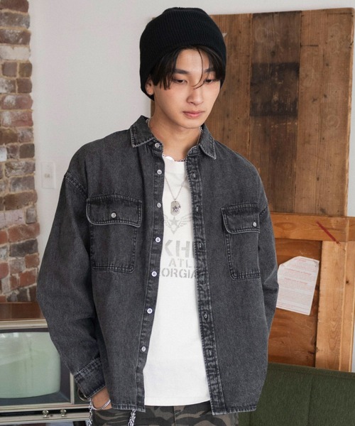 WEGO(ウィゴー)の「WEGO/【26年秋冬新作】カラーデニムシャツ(シャツ/ブラウス・メンズ・レッド系その他/ブラック系3・LARGE/MEDIUM)」の18枚目の写真