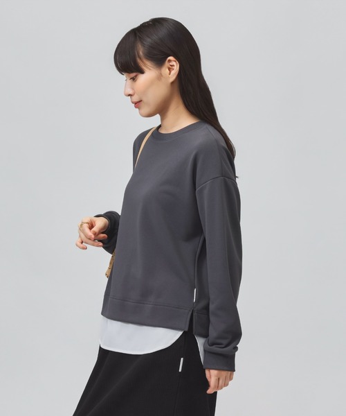 TIGORA（ティゴラ）の「ティゴラ TIGORA 薄手スウェットレイヤードロングTシャツ（スウェット・レディース・ライラック/チャコールグレー/ライトベージュ・L/M/S/XL）」の6枚目の写真