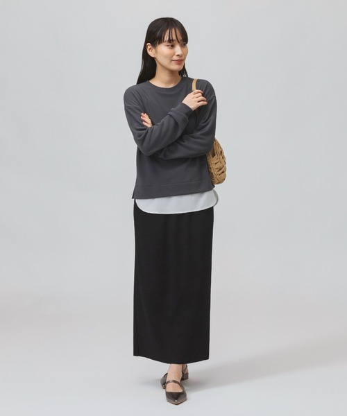 TIGORA（ティゴラ）の「ティゴラ TIGORA 薄手スウェットレイヤードロングTシャツ（スウェット・レディース・ライラック/チャコールグレー/ライトベージュ・L/M/S/XL）」の8枚目の写真
