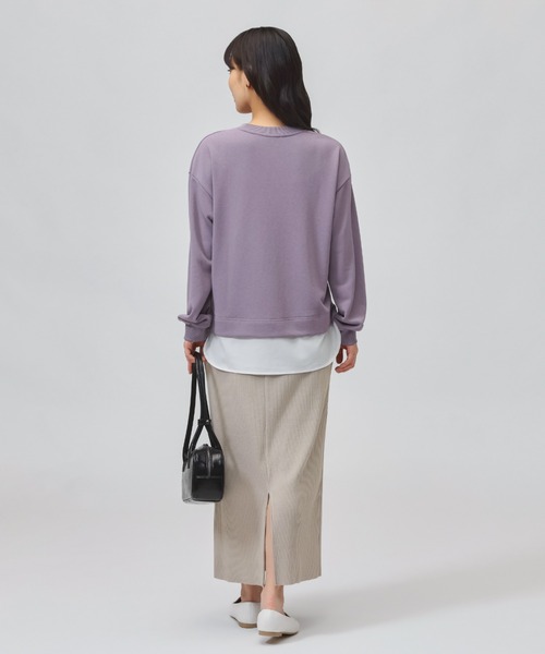 TIGORA（ティゴラ）の「ティゴラ TIGORA 薄手スウェットレイヤードロングTシャツ（スウェット・レディース・ライラック/チャコールグレー/ライトベージュ・L/M/S/XL）」の4枚目の写真