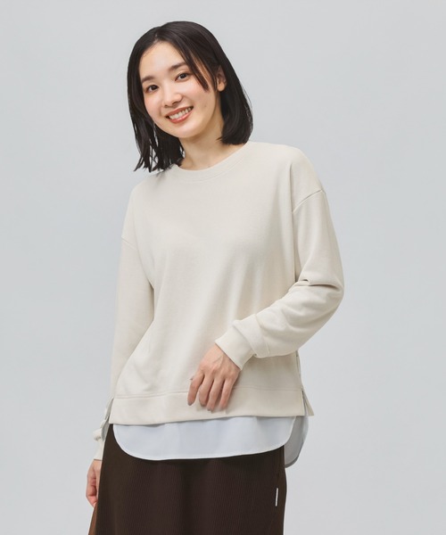 TIGORA（ティゴラ）の「ティゴラ TIGORA 薄手スウェットレイヤードロングTシャツ（スウェット・レディース・ライラック/チャコールグレー/ライトベージュ・L/M/S/XL）」の13枚目の写真