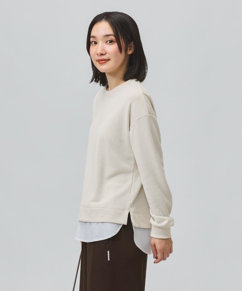 TIGORA（ティゴラ）の「ティゴラ TIGORA 薄手スウェットレイヤードロングTシャツ（スウェット・レディース・ライラック/チャコールグレー/ライトベージュ・L/M/S/XL）」の14枚目の写真
