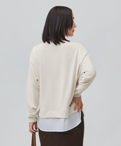 TIGORA（ティゴラ）の「ティゴラ TIGORA 薄手スウェットレイヤードロングTシャツ（スウェット・レディース・ライラック/チャコールグレー/ライトベージュ・L/M/S/XL）」の15枚目の写真