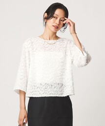 レオパード カット ジャガード ブラウス