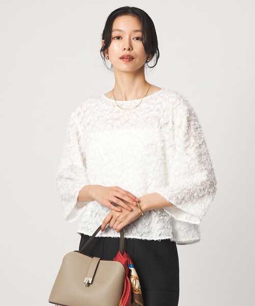 green label relaxing(グリーンレーベルリラクシング)の「レオパード カット ジャガード ブラウス(シャツ/ブラウス・レディース・オフホワイト/ブラック・FREE)」の3枚目の写真