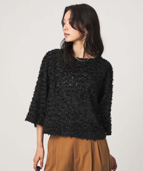 green label relaxing(グリーンレーベルリラクシング)の「レオパード カット ジャガード ブラウス(シャツ/ブラウス・レディース・オフホワイト/ブラック・FREE)」の7枚目の写真