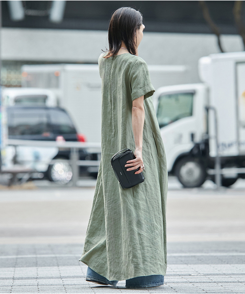 JOURNAL STANDARD(ジャーナルスタンダード)の「《追加》 リネンハーフスリーブマキシフレアワンピース(ワンピース・レディース・ピンク・40)」の3枚目の写真