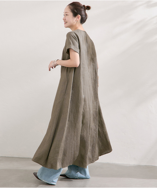 JOURNAL STANDARD(ジャーナルスタンダード)の「《追加》 リネンハーフスリーブマキシフレアワンピース(ワンピース・レディース・ピンク・40)」の6枚目の写真