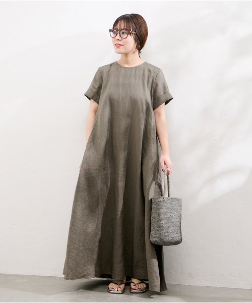 JOURNAL STANDARD(ジャーナルスタンダード)の「《追加》 リネンハーフスリーブマキシフレアワンピース(ワンピース・レディース・ピンク・40)」の7枚目の写真
