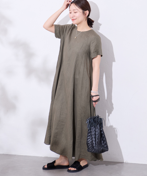 JOURNAL STANDARD(ジャーナルスタンダード)の「《追加》 リネンハーフスリーブマキシフレアワンピース(ワンピース・レディース・ピンク・40)」の8枚目の写真