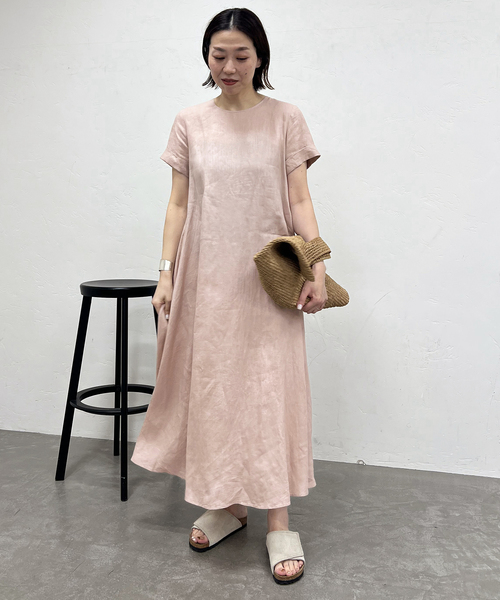 JOURNAL STANDARD(ジャーナルスタンダード)の「《追加》 リネンハーフスリーブマキシフレアワンピース(ワンピース・レディース・ピンク・40)」の10枚目の写真