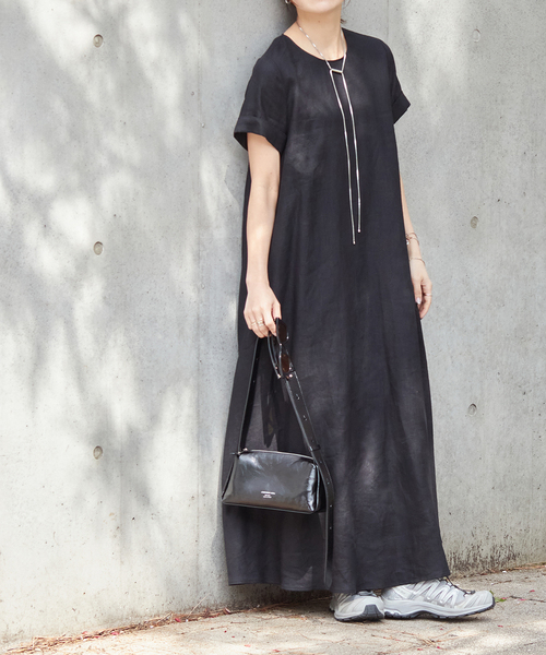 JOURNAL STANDARD(ジャーナルスタンダード)の「《追加》 リネンハーフスリーブマキシフレアワンピース(ワンピース・レディース・ピンク・40)」の11枚目の写真
