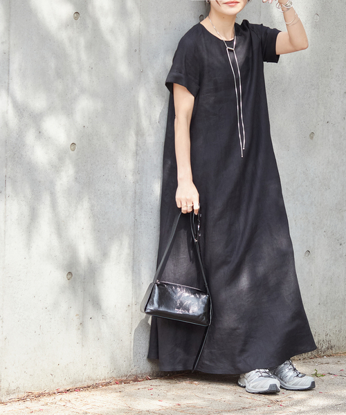 JOURNAL STANDARD(ジャーナルスタンダード)の「《追加》 リネンハーフスリーブマキシフレアワンピース(ワンピース・レディース・ピンク・40)」の12枚目の写真