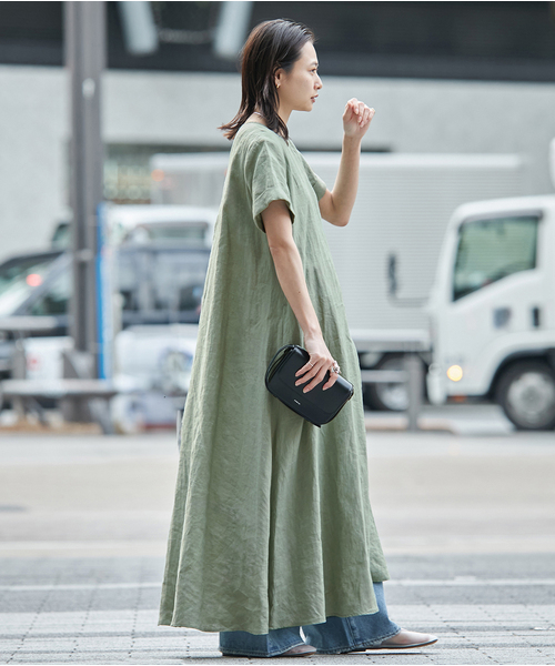 JOURNAL STANDARD(ジャーナルスタンダード)の「《追加》 リネンハーフスリーブマキシフレアワンピース(ワンピース・レディース・ピンク・40)」の16枚目の写真