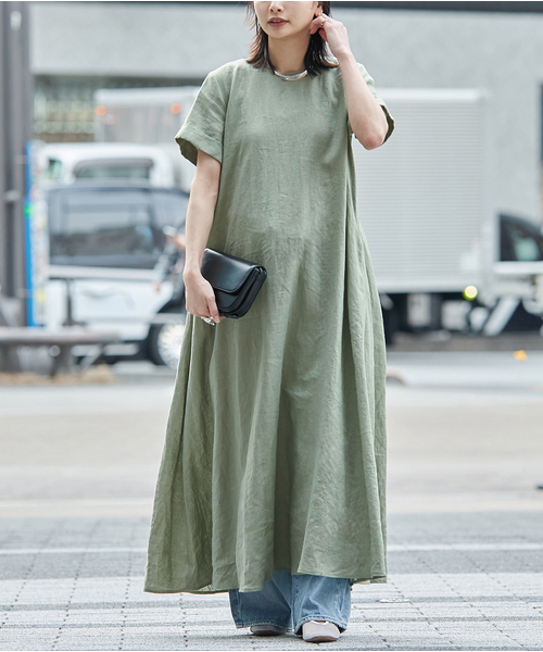 JOURNAL STANDARD(ジャーナルスタンダード)の「《追加》 リネンハーフスリーブマキシフレアワンピース(ワンピース・レディース・ピンク・40)」の17枚目の写真