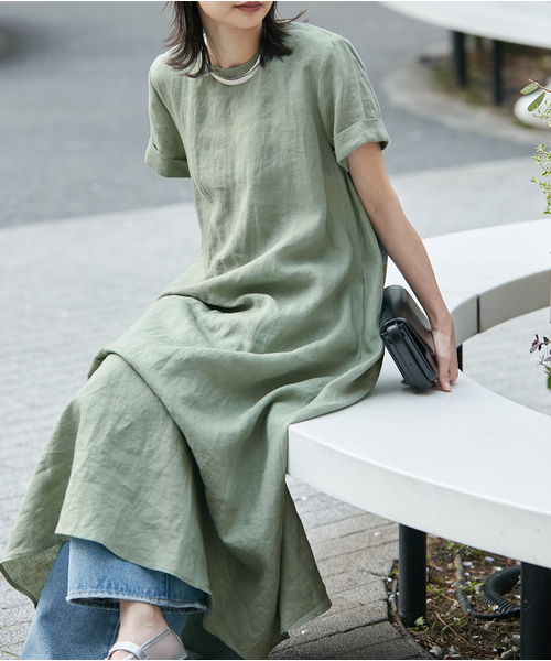 JOURNAL STANDARD(ジャーナルスタンダード)の「《追加》 リネンハーフスリーブマキシフレアワンピース(ワンピース・レディース・ピンク・40)」の18枚目の写真