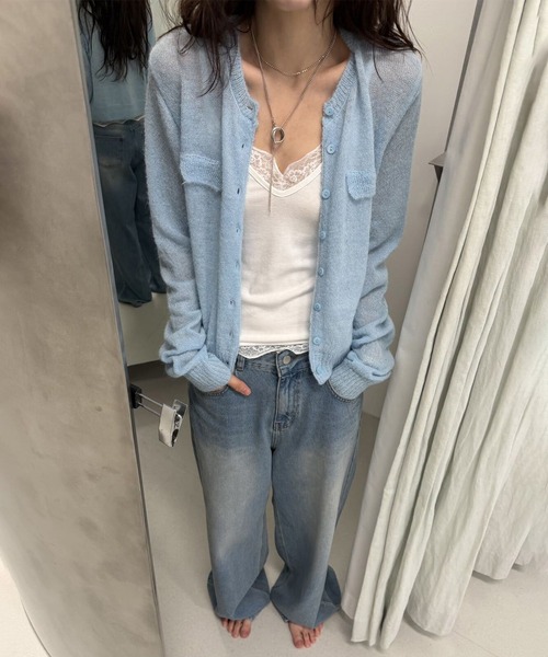 Girly Doll(ガーリードール)の「レーストリムVネックキャミソール(キャミソール・レディース・ホワイト/ブラック/ダークグレー・FREE)」の12枚目の写真
