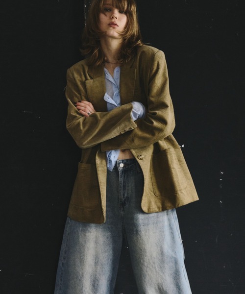 HANNE(アン)の「コーデュロイテーラードジャケット(テーラードジャケット・レディース・ネイビー/ベージュ・S/M)」の19枚目の写真