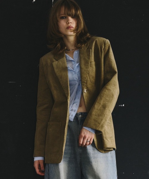 HANNE(アン)の「コーデュロイテーラードジャケット(テーラードジャケット・レディース・ネイビー/ベージュ・S/M)」の20枚目の写真