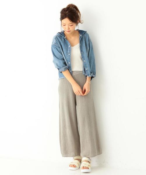 Another Edition（アナザーエディション）の「デニムフードシャツ/AEBC DNM HOOD SHT◆（シャツ/ブラウス・レディース・ライトブルー/オフホワイト・FREE）」の11枚目の写真