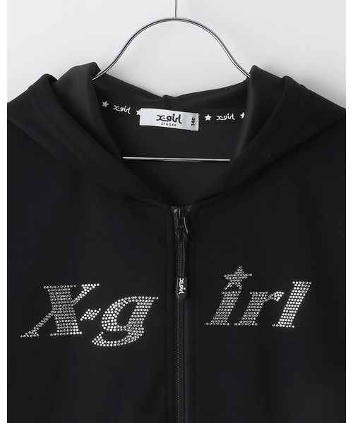 X-girl Stages(エックスガールステージス)の「短丈総柄パーカ(パーカー・キッズ・ピンク/カーキ/ブラック・130cm/100cm/90cm/140cm/110cm/120cm)」の15枚目の写真