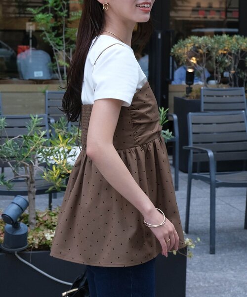 Chez toi(シェトワ)の「【ITAMI企画】ドットタックキャミチュニック(シャツ/ブラウス・レディース・キャメル・FREE)」の4枚目の写真